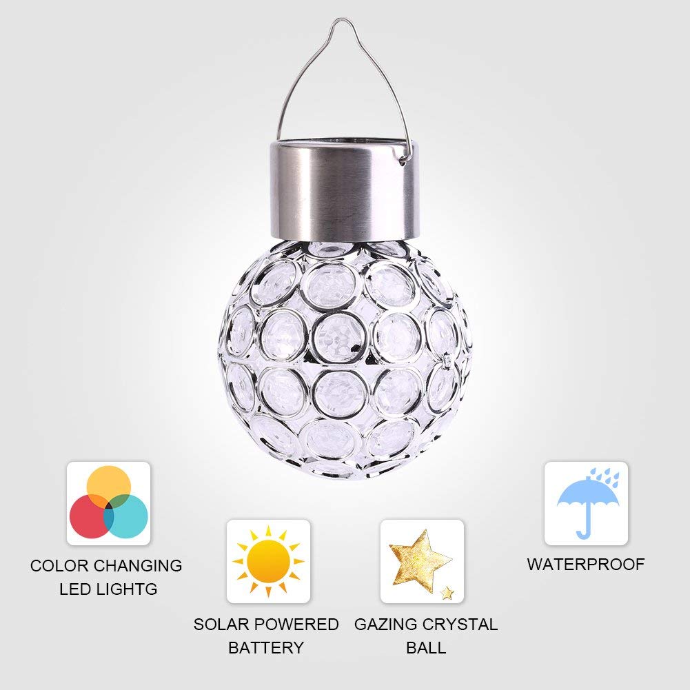 Solar Hanging Lights, 7 Color Changing Globe Lantern