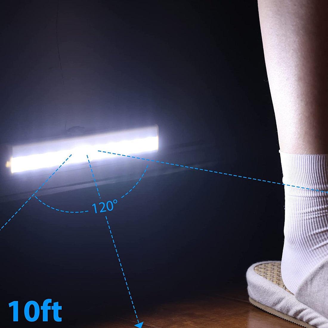 10 Led Battery Powered Motion Sensor Light ( 7.4 inch , White )