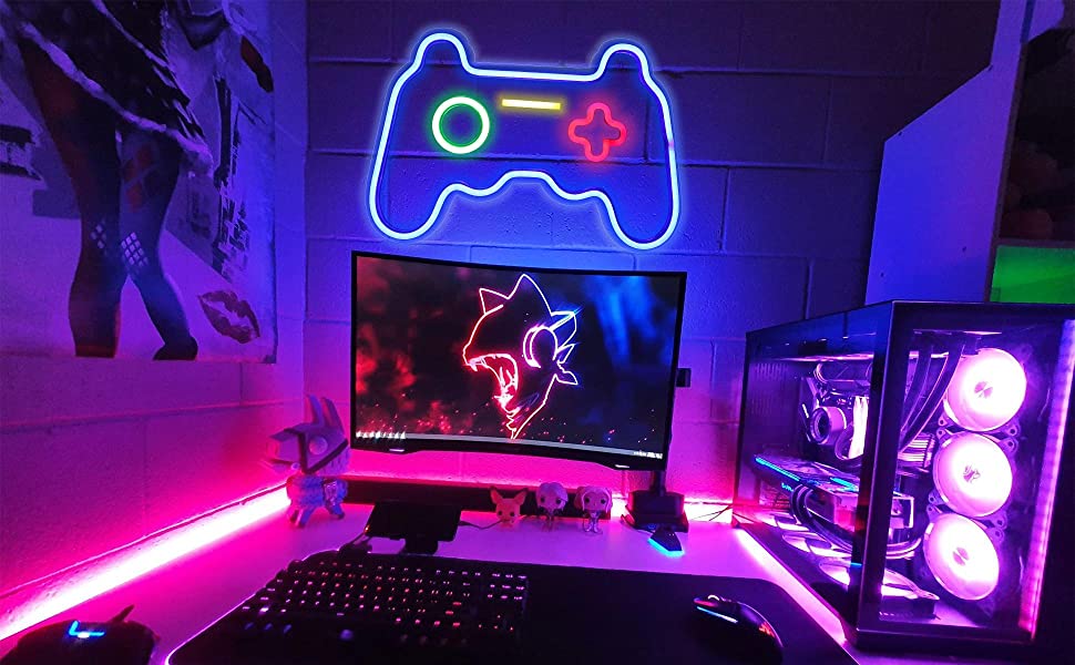 Game Controller Shaped Neon Wall Light ( Multicolor )