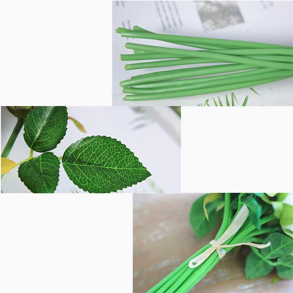 Artificial Faux Silk Rose Flowers - Red (10.6 inch, Pack of 12 Flower Bunch)