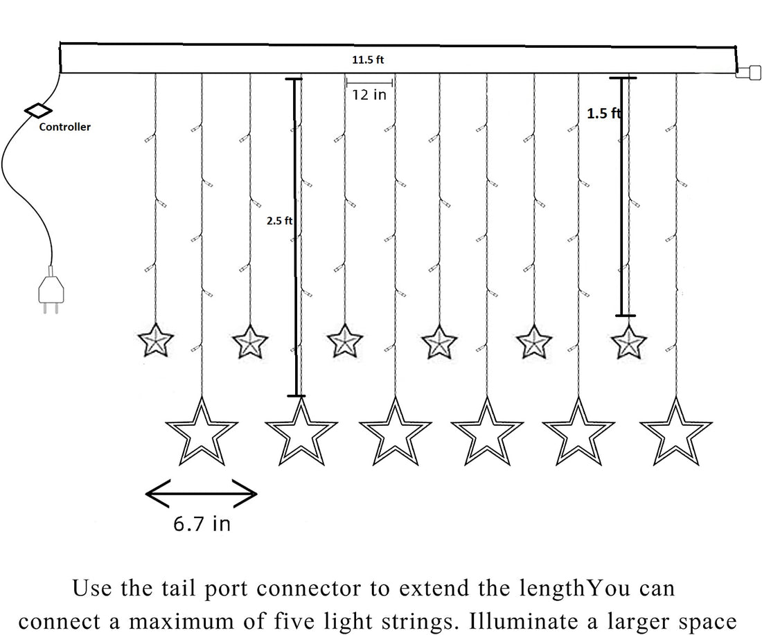12 Stars 138 LED Curtain String Lights (Warm White)