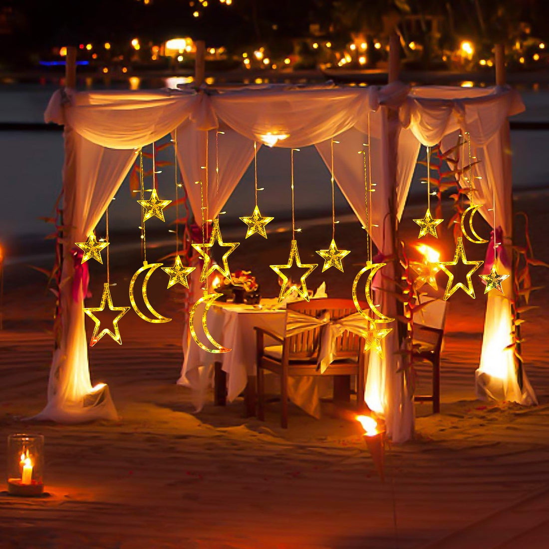 123 LED Moon+ Star Curtain Lights (Warm White)