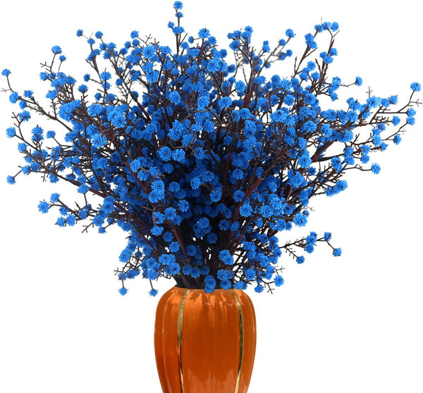 Xergy Artificial Baby Breath 5 Pcs Blue color Real Touch Flowers Height 20" for for Vases Bouquets Indoor Outdoor Home Kitchen Office Table Centerpieces Arrangement Decoration (Blue 5 Pcs)