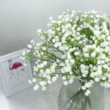Xergy Artificial Baby Breath 5 Pcs White color Real Touch Flowers Height 20" for Vases Bouquets Indoor Outdoor Home Kitchen Office Table Centerpieces Arrangement Decoration (White 5 Pcs)
