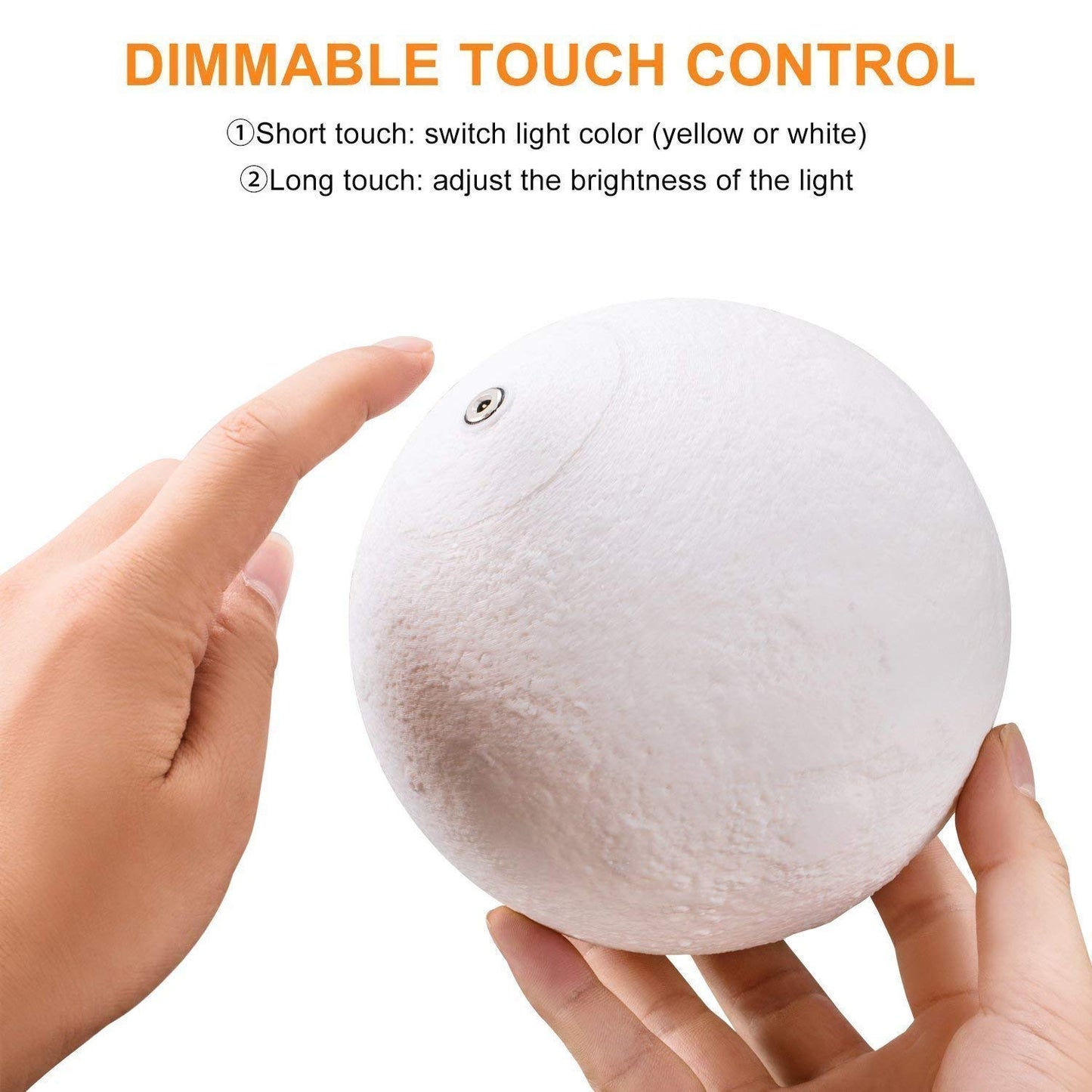 3D LED Moon Lamp With Wooden Base & Touch Control ( 10 cm )