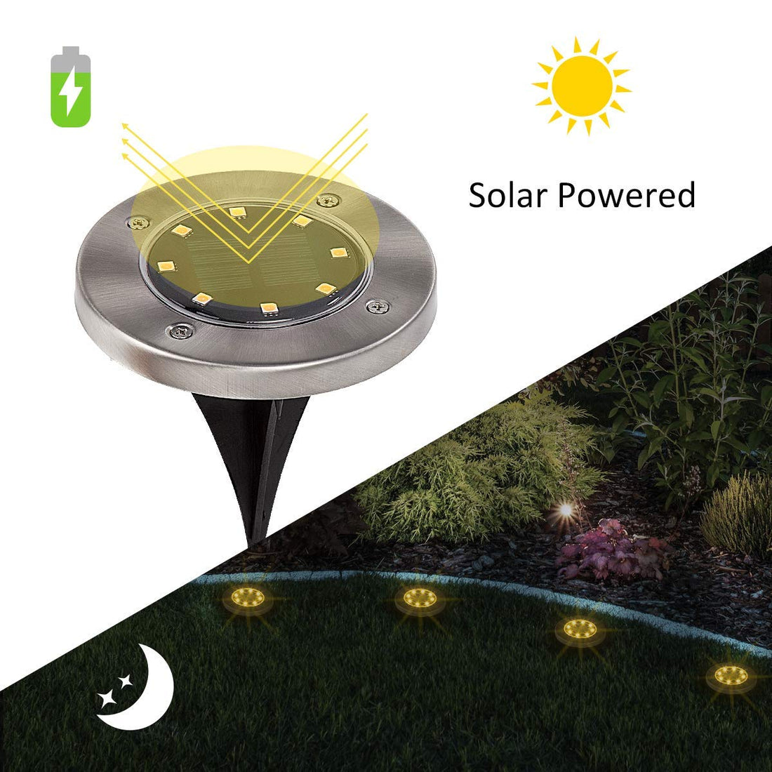 Solar Powered LED Deck Lights (Pack of 4)