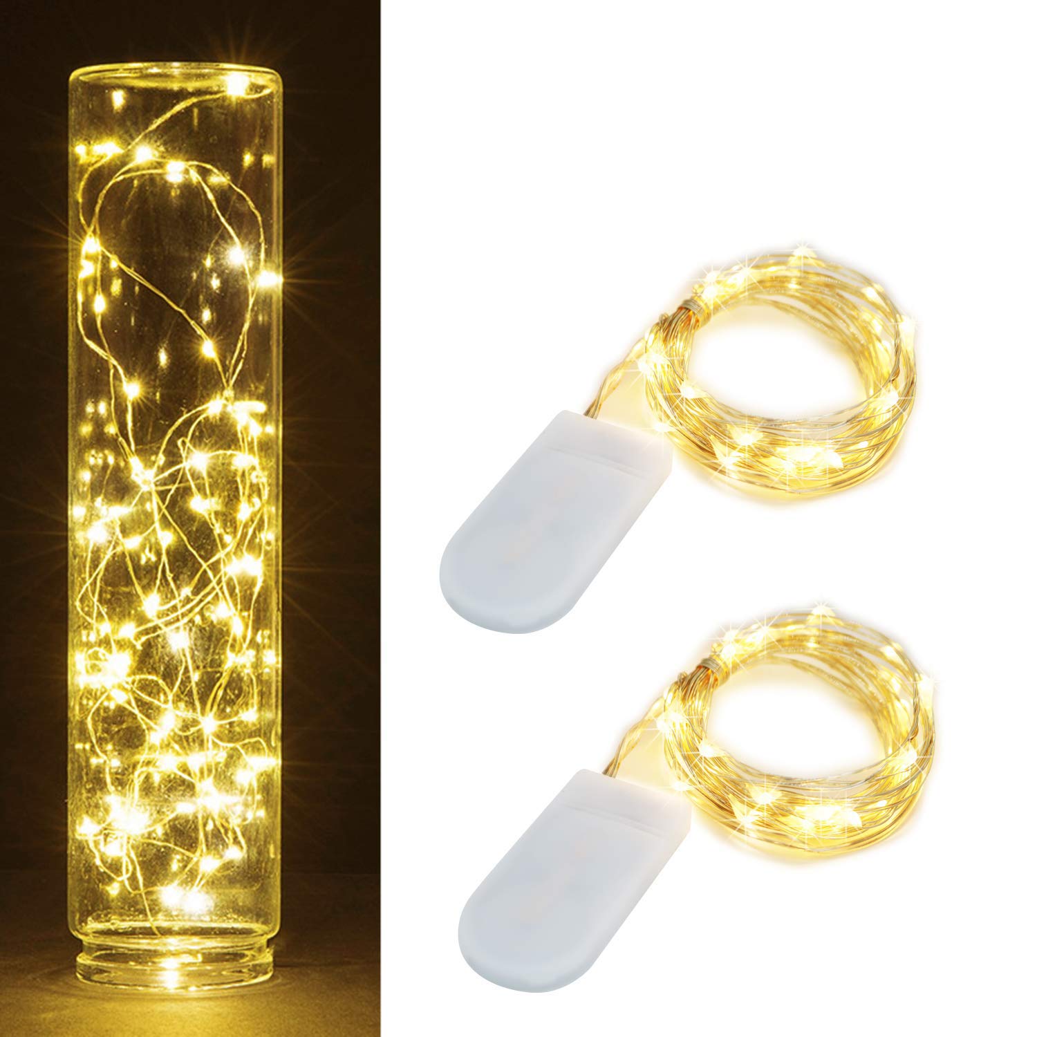 Battery Powered 20 LED String Lights - 2 m (Warm White) - Pack of 2