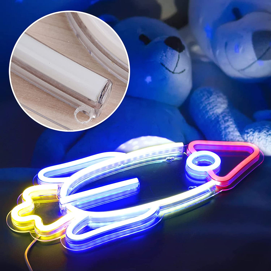 Rocket Shaped Neon Wall Light - ( Multicolor )