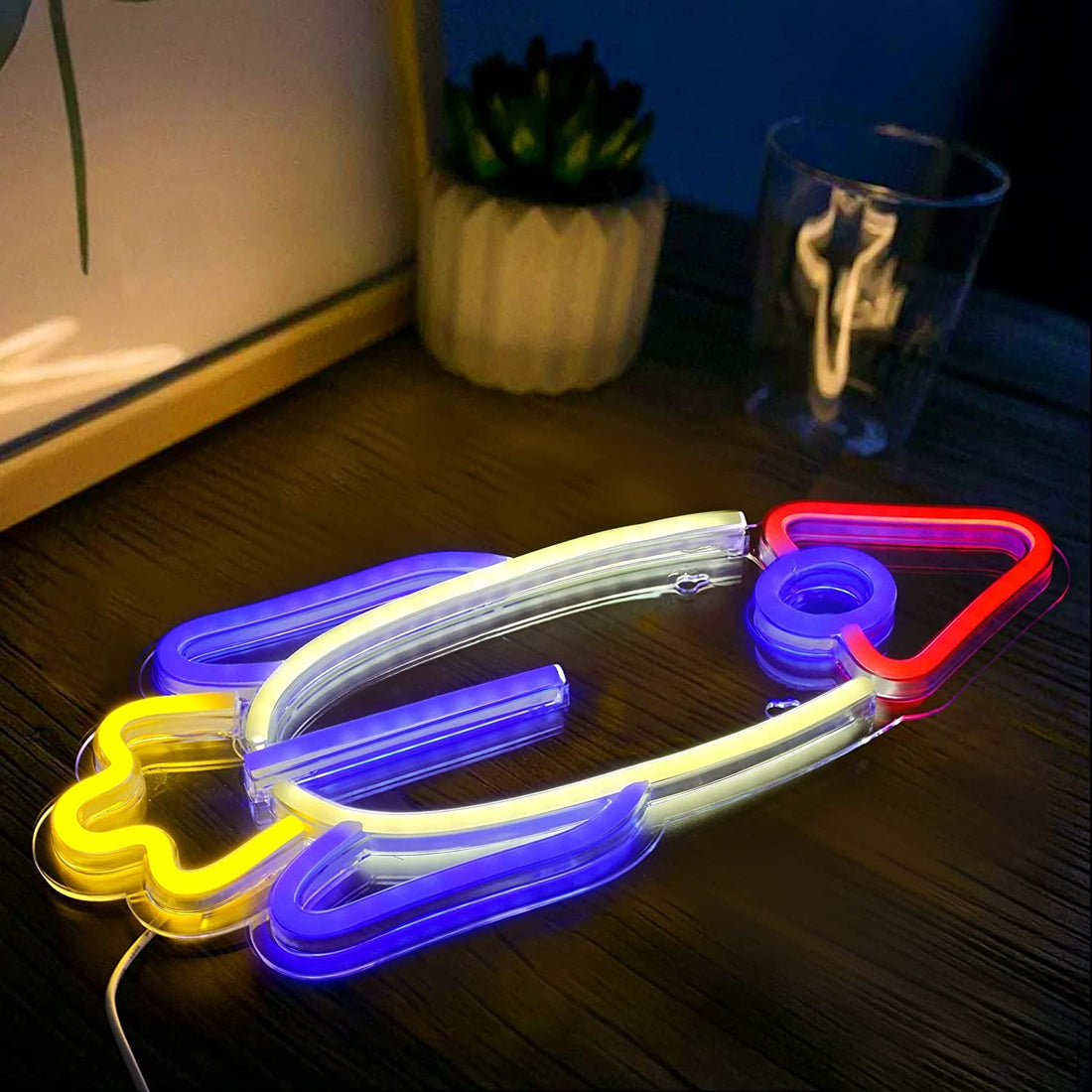 Rocket Shaped Neon Wall Light - ( Multicolor )