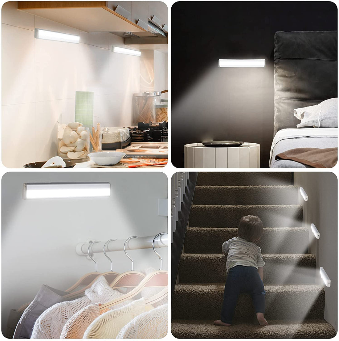 10 Led Battery Powered Motion Sensor Light ( 7.4 inch , White )