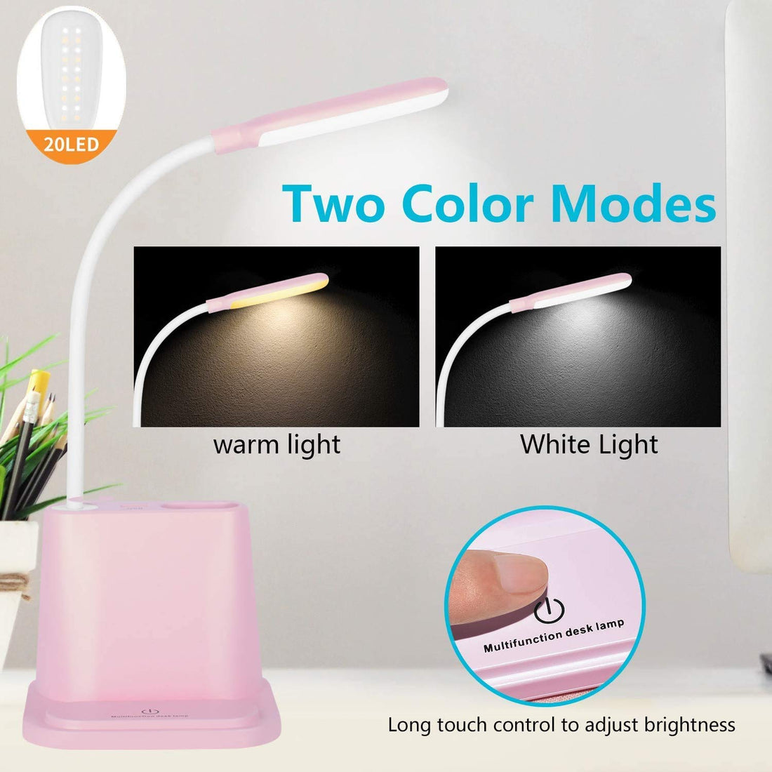 Multifunctional LED Table Lamp ( 12.8 inch,Pink )