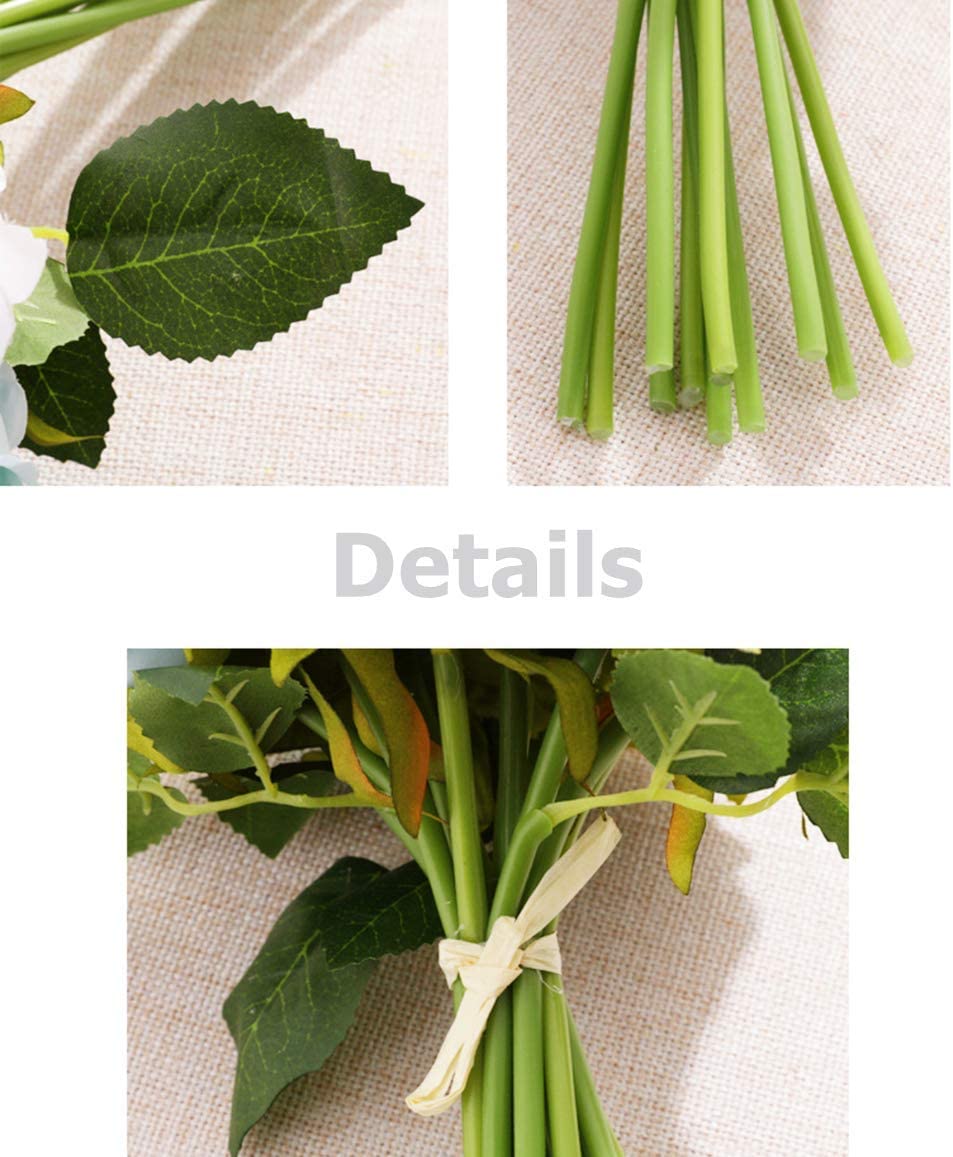 Artificial Faux Silk Rose Flower (Blue & White) (10.6 inch, Pack of 12 Flower Bunch)