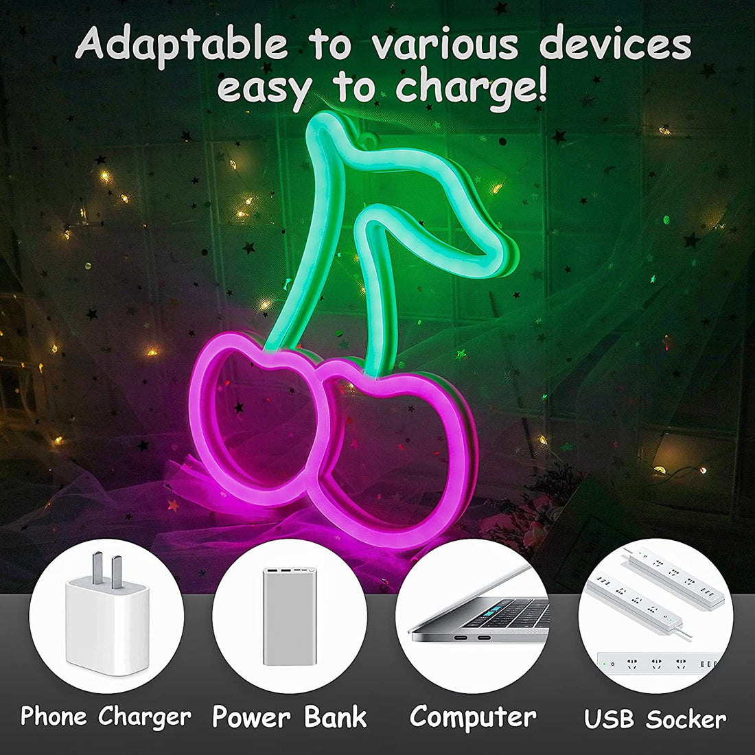 Cherry Shape Led Neon Light - Pink