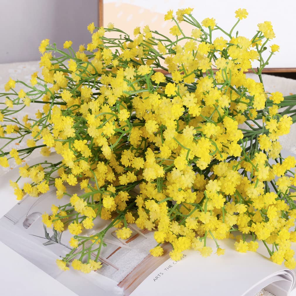 Artificial Baby Breath Flowers - Yellow (20 inch, Pack of 5, Flower Bunch)