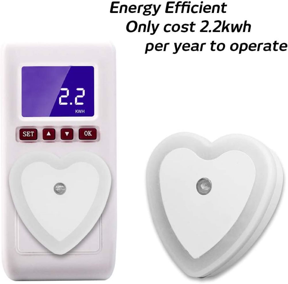 Plug-in LED Night Light With Auto Dusk-To-Dawn Sensor ( Heart Shape ,Cool White )