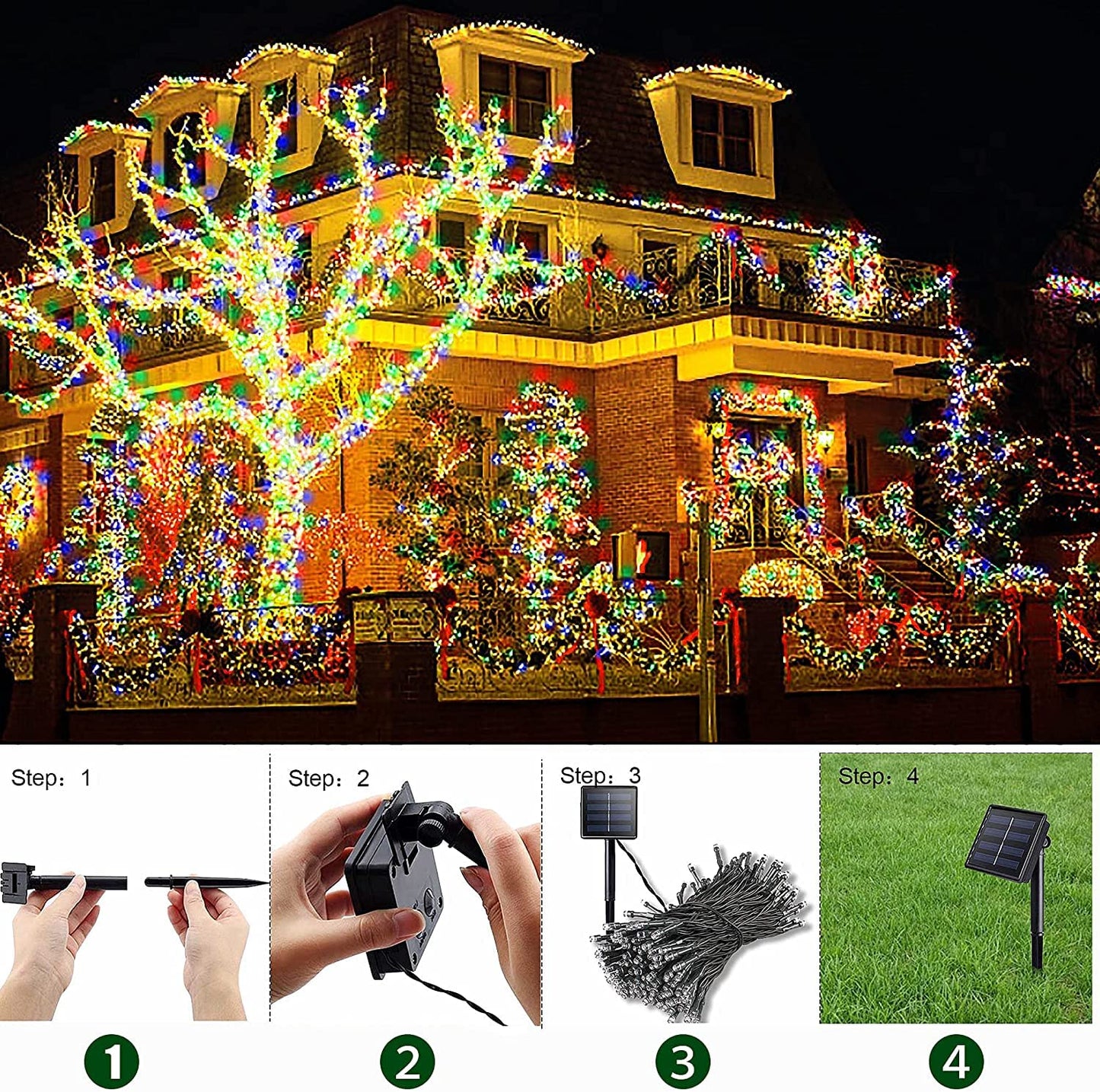 120 LED Solar Powered LED String Light - 12 Mtr ( Multicolor )