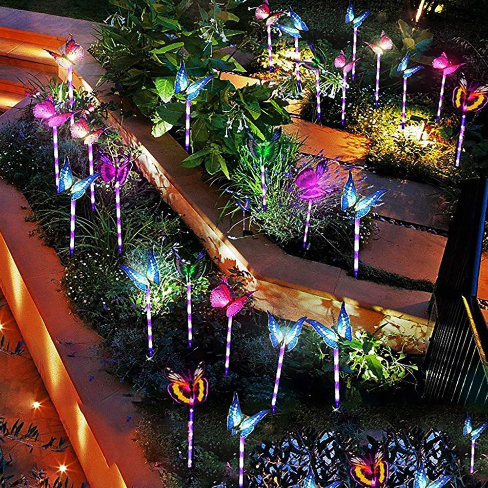 Solar Powered Butterfly Outdoor Lights - Multicolor (Pack of 3)