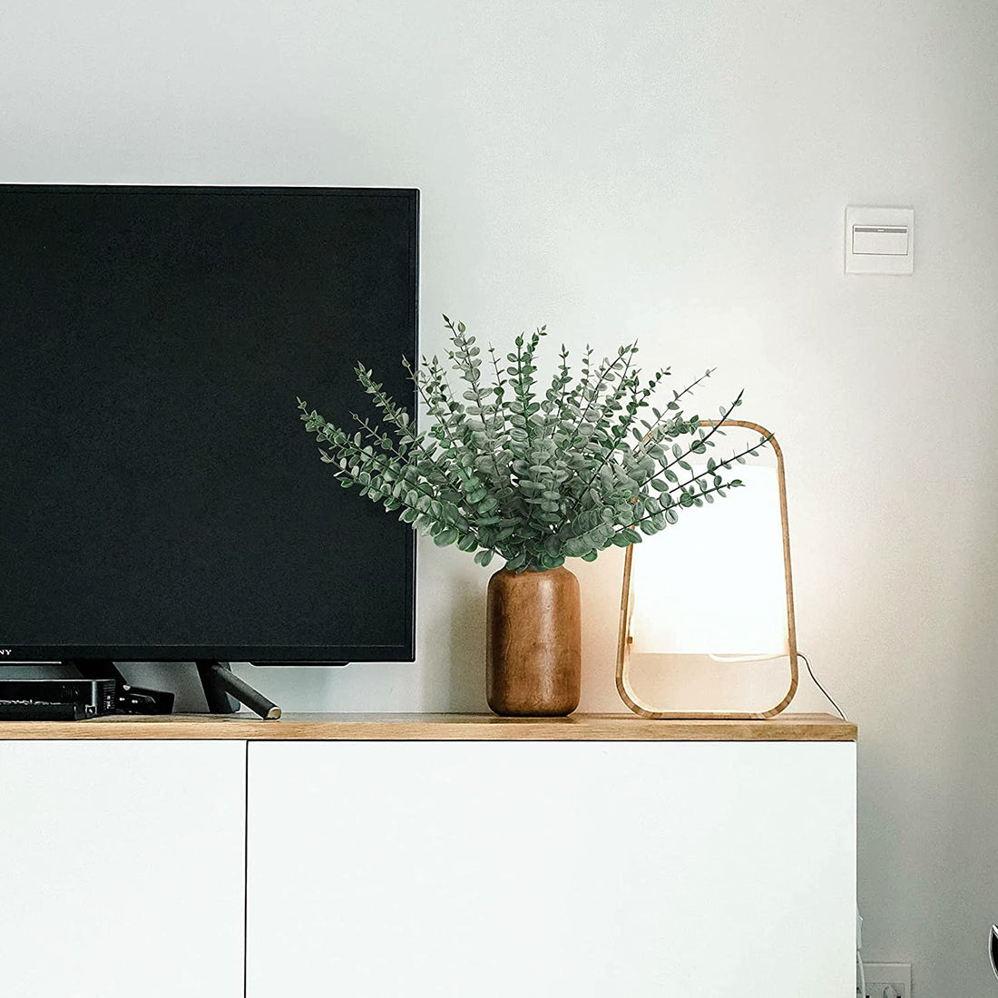 Eucalyptus Stems Decor Artificial Leaves - Green ( 16 inch, 24pc Bunch)