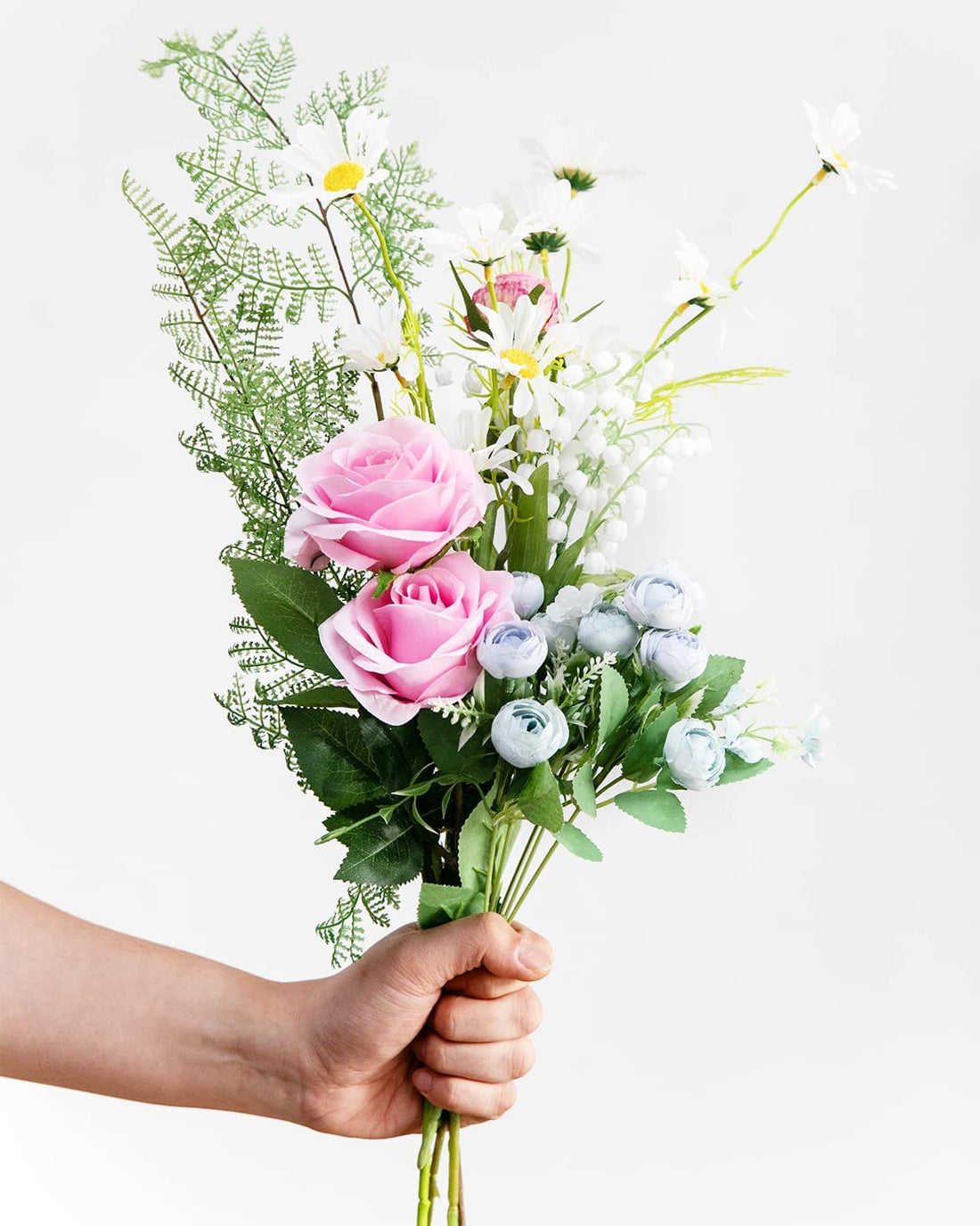 Artificial Faux Silk Rose Flower - Pink (10.6  inch, Pack of 12 Flower Bunch)