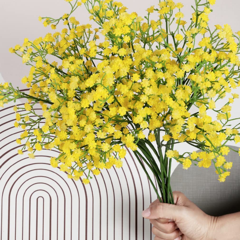 Artificial Baby Breath Flowers - Yellow (20 inch, Pack of 5, Flower Bunch)