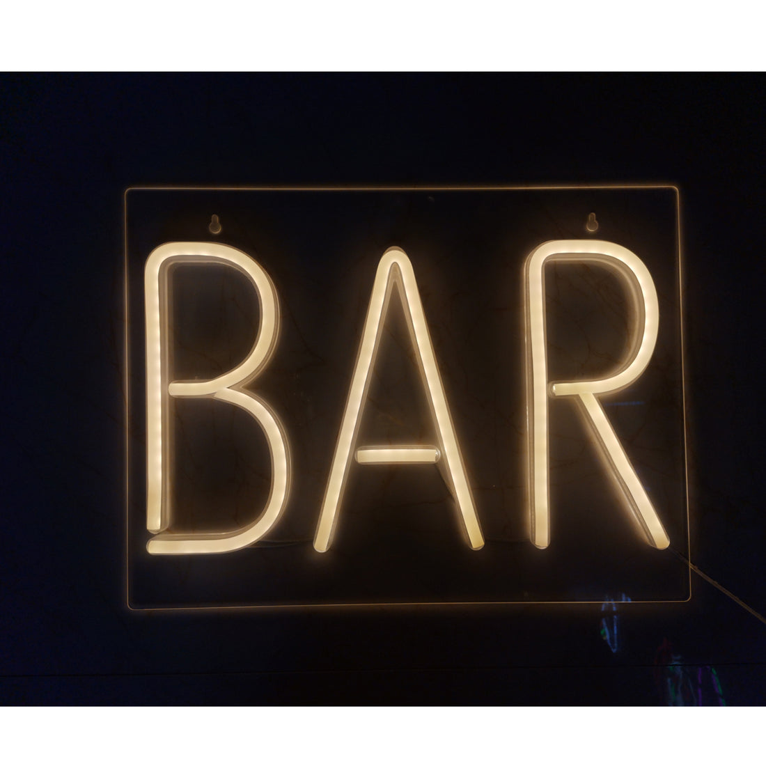 Bar Text Shaped Neon Wall Light - White