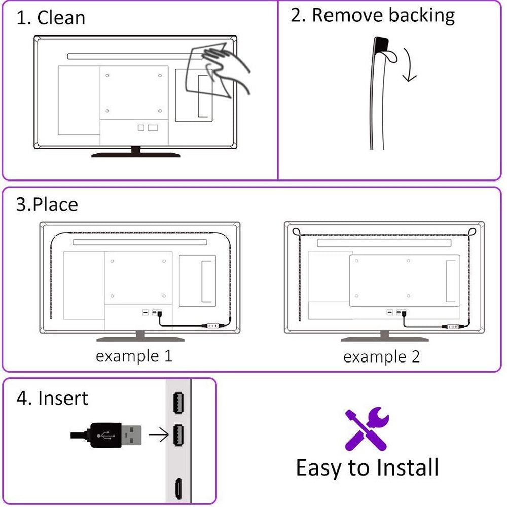 60 LED RGB LED Strip – TV Backlight - Multicolor (2 Meter)