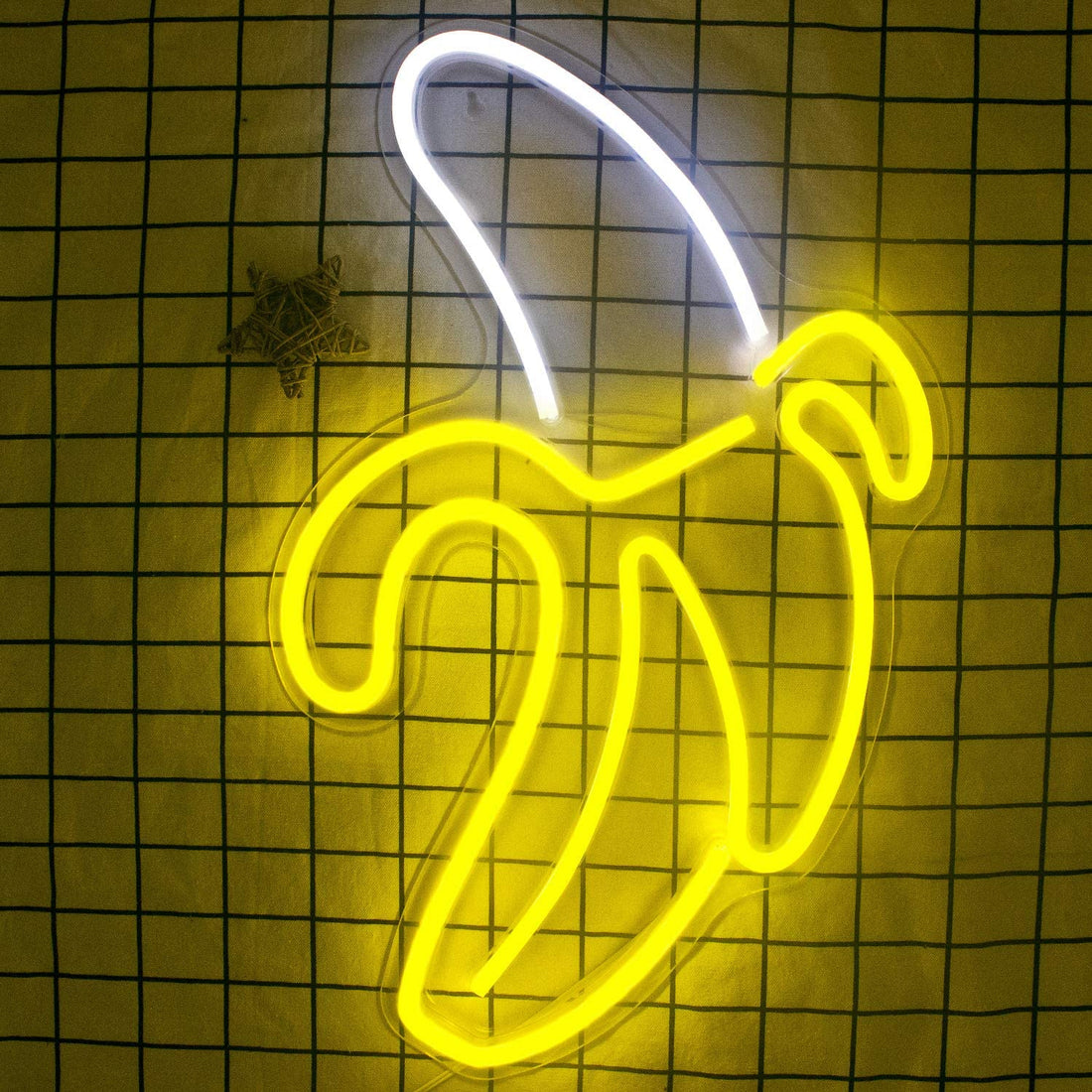 Banana Shaped Neon Wall Light (White & Yellow)