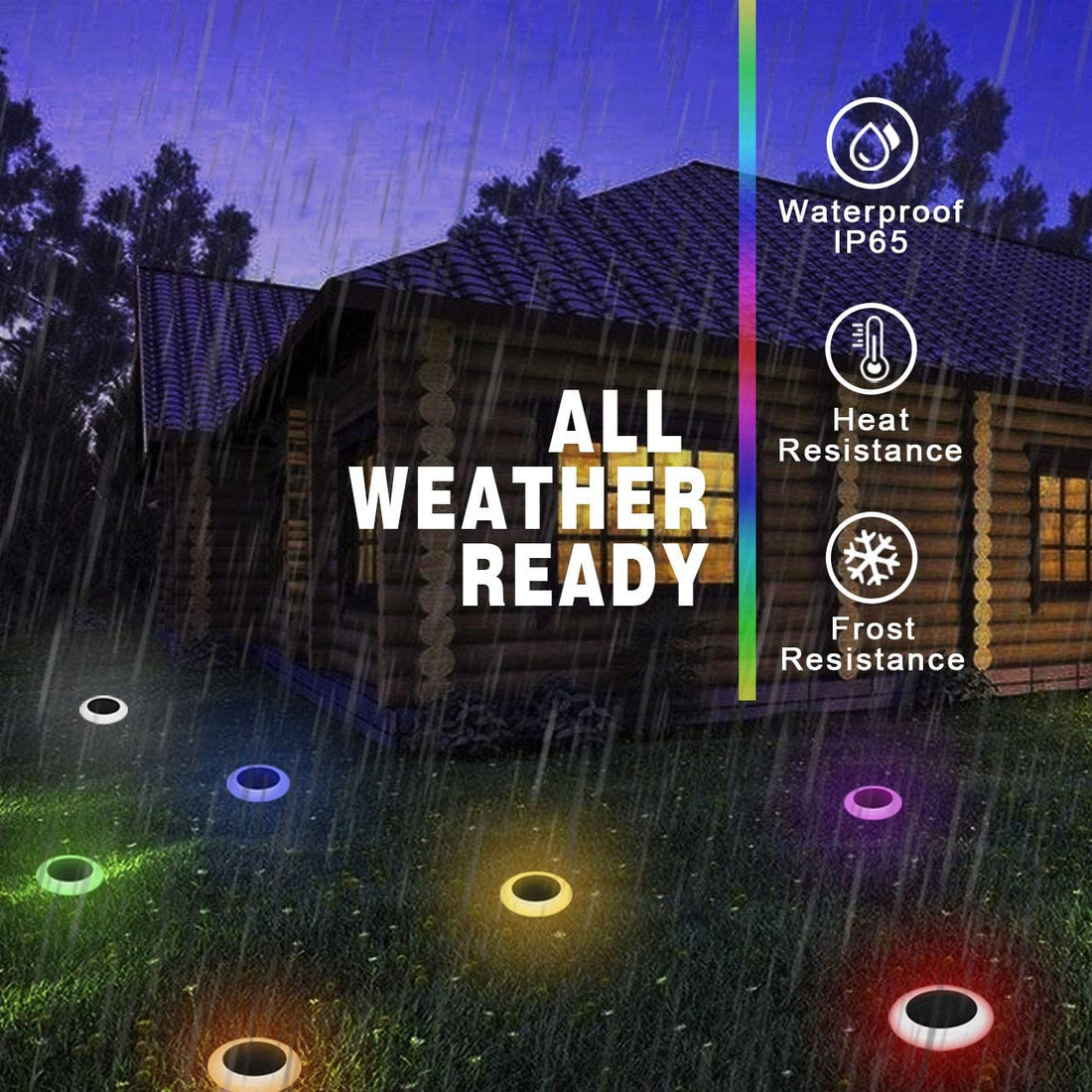 Solar Powered Outdoor Lights -Multicolor (Pack of 2)