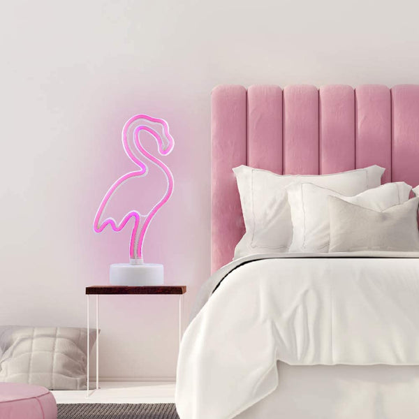 Neon Light Flamingo Shaped Pink Color With Holder Base (Pack of 1)