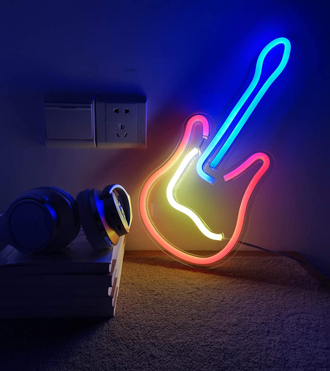 "Guitar" Shaped Neon Wall Light - Multicolor