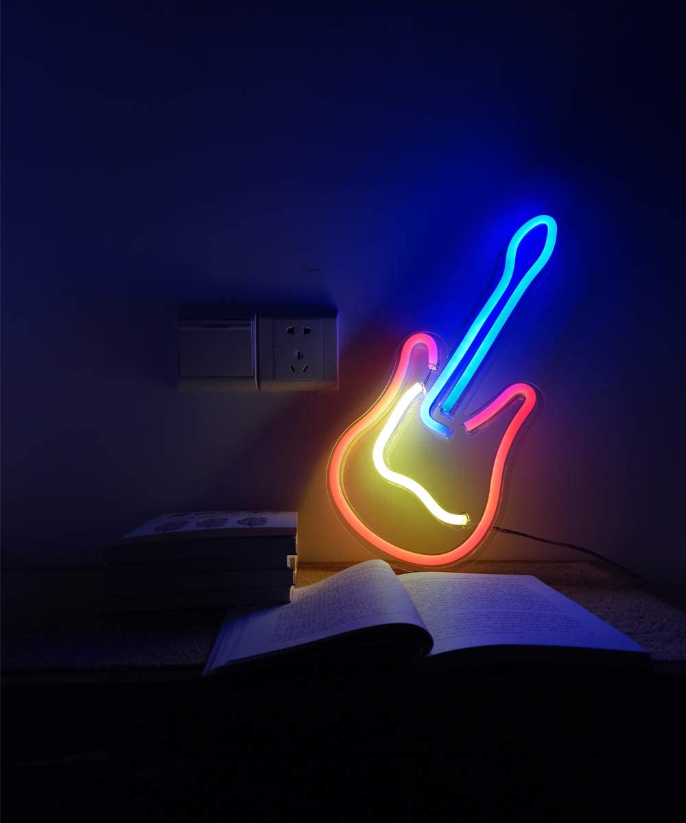 "Guitar" Shaped Neon Wall Light - Multicolor