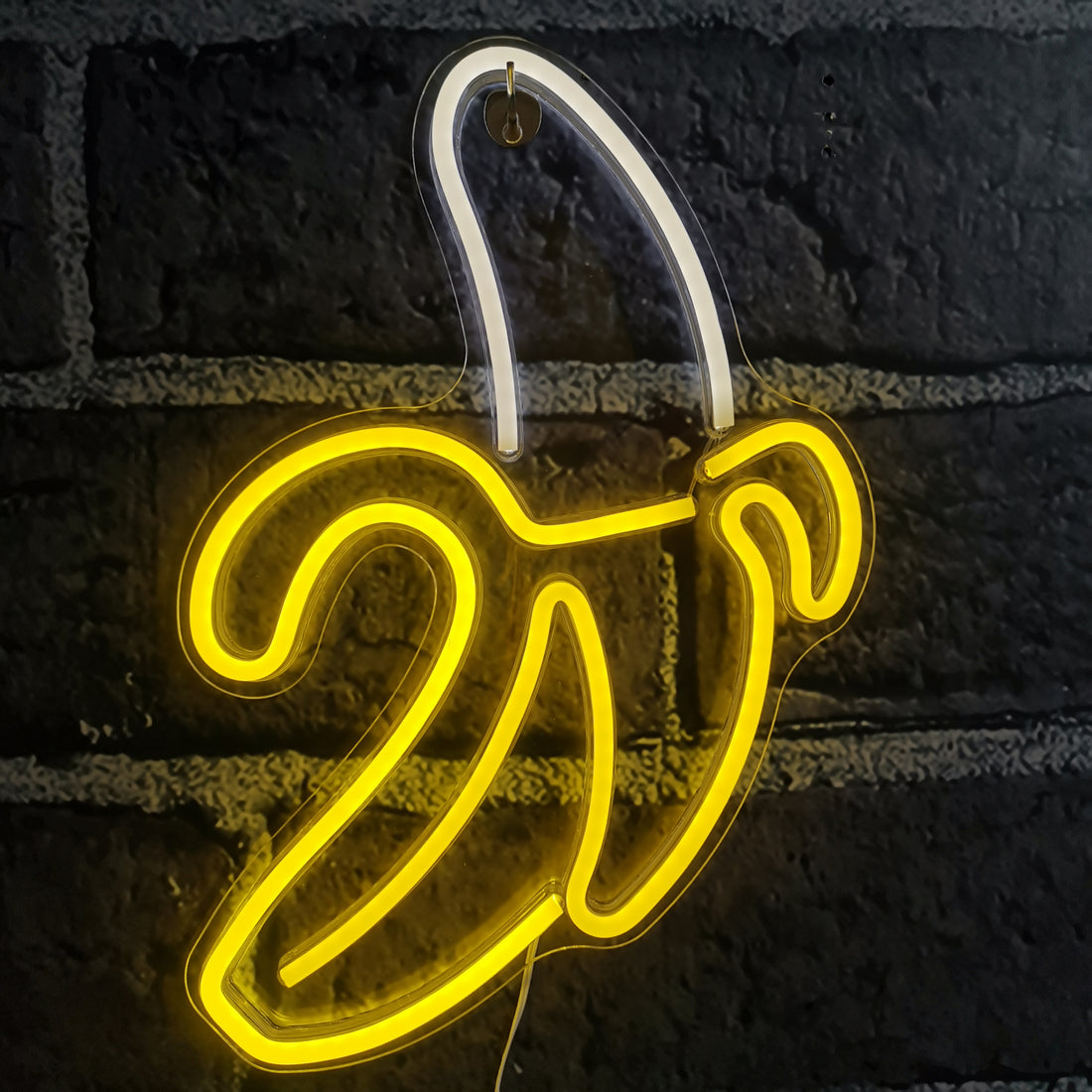 Banana Shaped Neon Wall Light (White & Yellow)