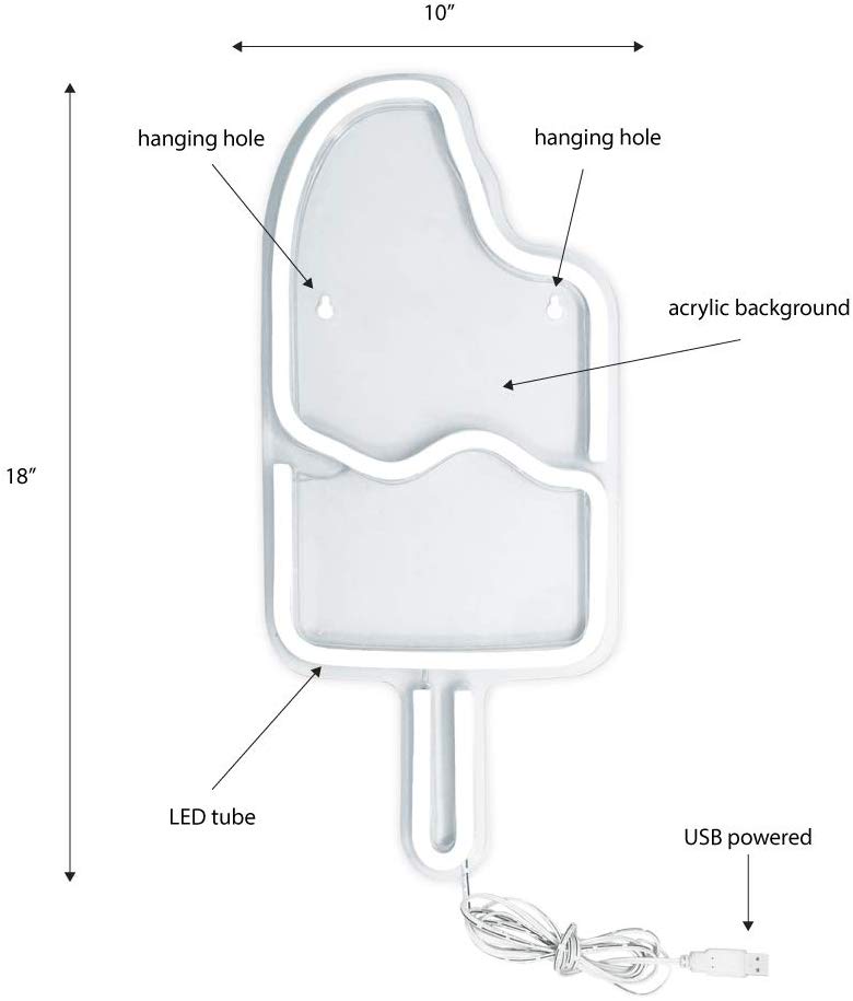 "Icecream" Shaped Neon Wall Light - ( White & Pink )