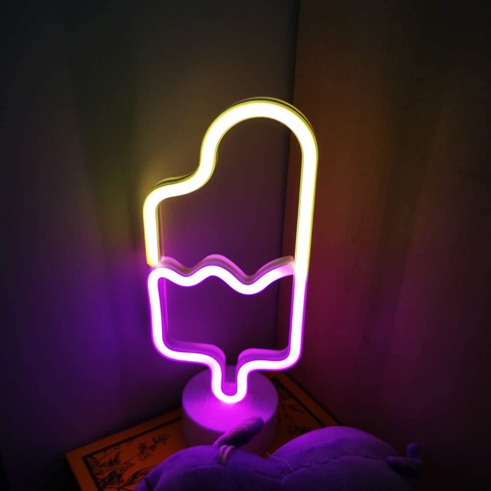 Icecream Shaped Neon Light (Warm White & Pink )