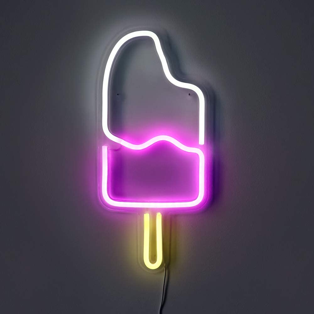 "Icecream" Shaped Neon Wall Light - ( White & Pink )