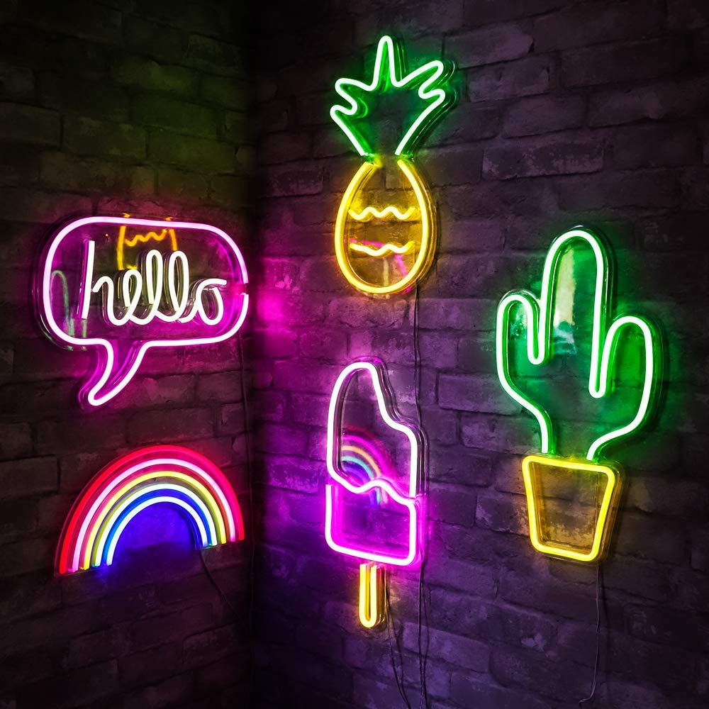 "Icecream" Shaped Neon Wall Light - ( White & Pink )