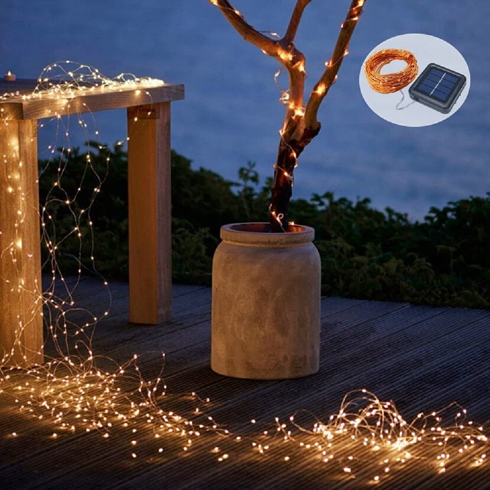 Solar Powered Fairy Starry String Light, 12 Meter - Warm White
