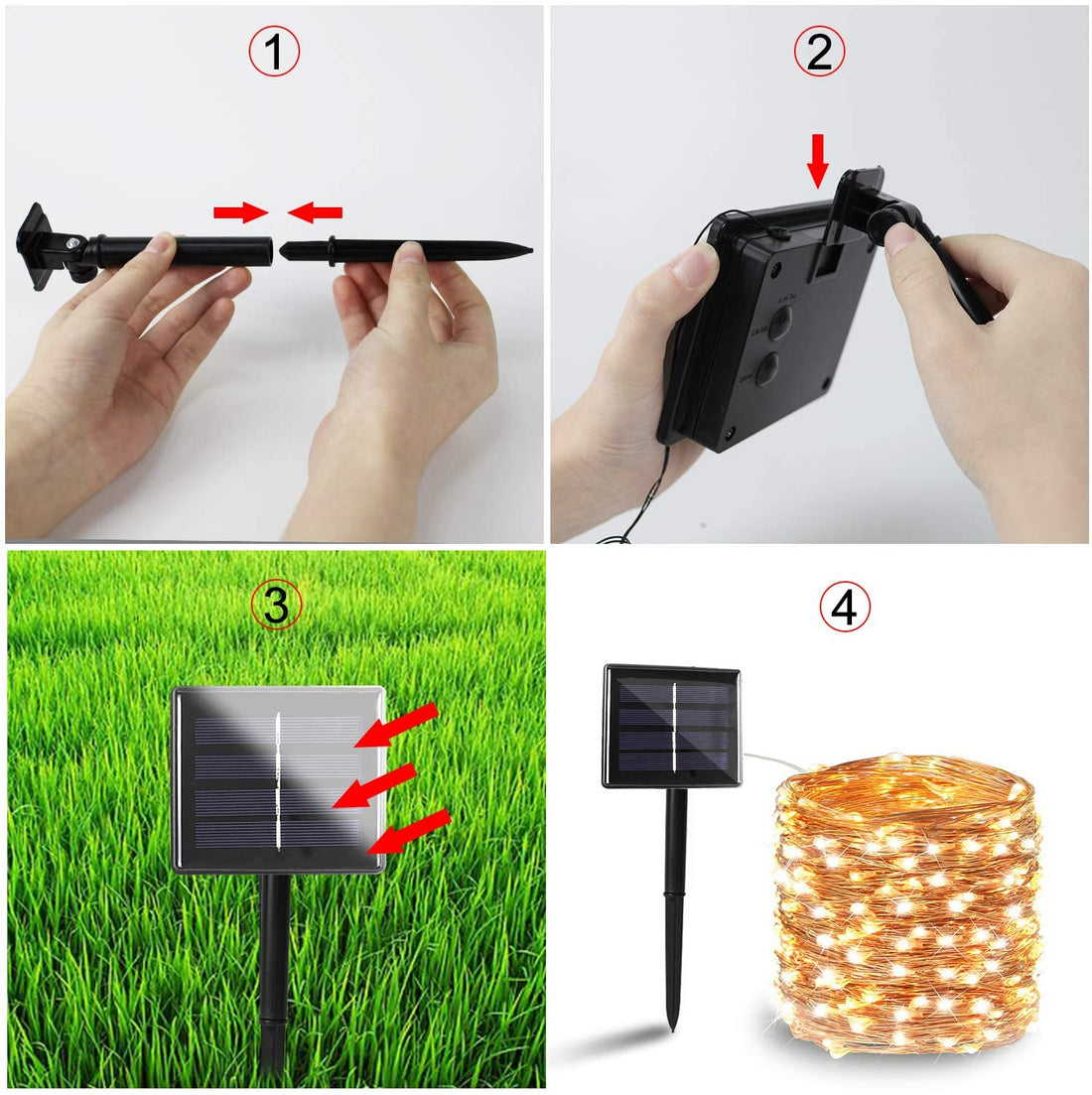 Solar Powered Fairy Starry String Light, 12 Meter - Warm White