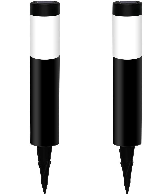 Solar Powered Outdoor Pathway Lights - Black (Pack of 2)