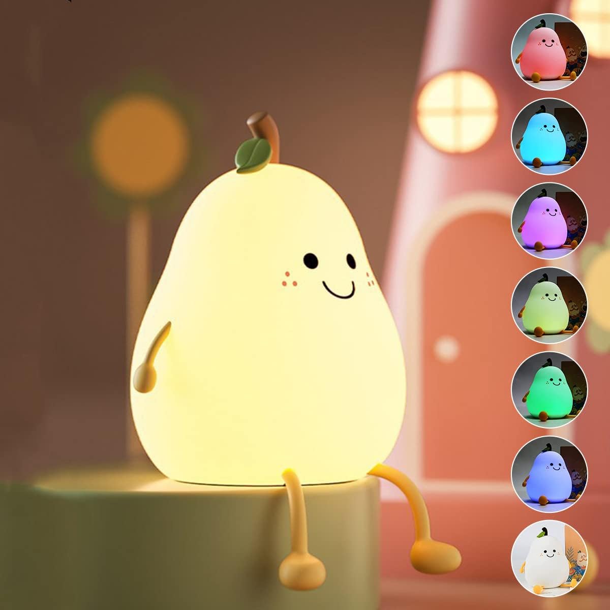 Soft Silicone Cute Pear Night Light-Multicolor