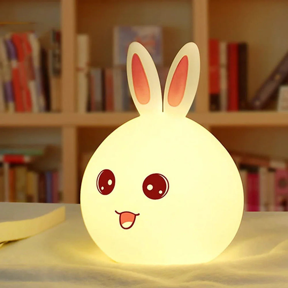 Soft Silicone Cute Bunny Night Light- Multicolor