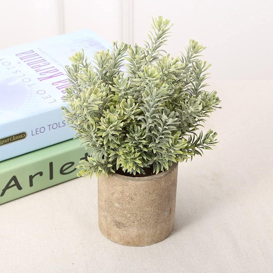 Artificial Rosemary Plant With Stonepot (8 inch , Green)