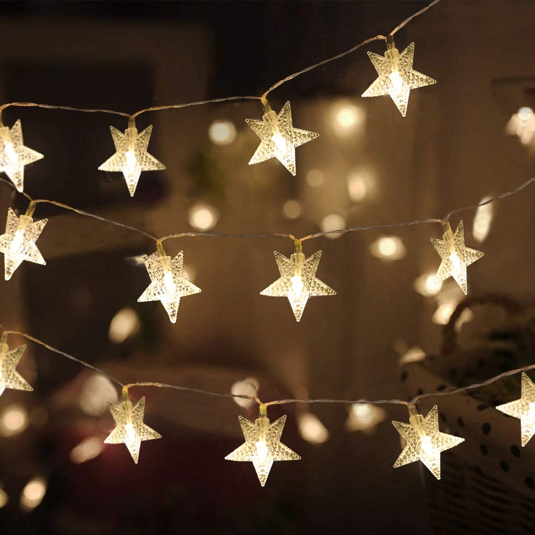 14 LED Star LED String Fairy Lights - 3 Mtr ( Warm White )