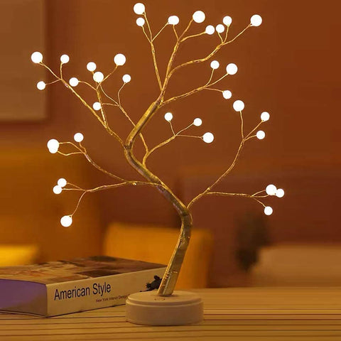 XERGY 20" Pearl Bonsai Tree Light with 36 LED Copper Wire String Lights, Touch Switch,DIY Artificial Tree Lamp,USB or Battery Powered, for Bedroom Desktop Christmas Party Indoor Decoration Lights