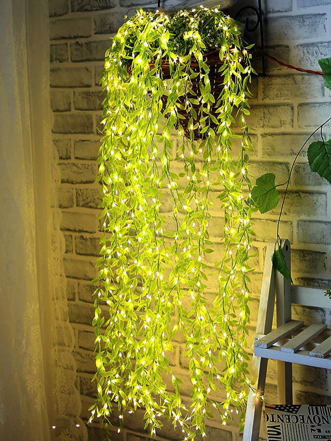 hanging plants with fairy lights Artificial Vine Leaf LED Fairy String Light