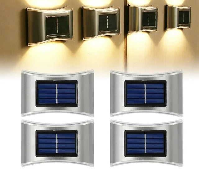 LED Solar Powered Wall Fence Light (Warm White) (Pack of 4)