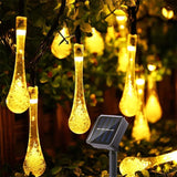 XERGY 30 LED Solar Lights Water Drop, Outdoor Lights,8 Modes Twinkling Solar Fairy Lights, Warm White
