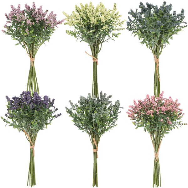 HomeXO Artificial Real Touch 12Pcs Lavender Fake Plants Bouquets for Wedding, Easter Decorations, Door Wreaths, Farmhouse Home Decor Props (Purple)