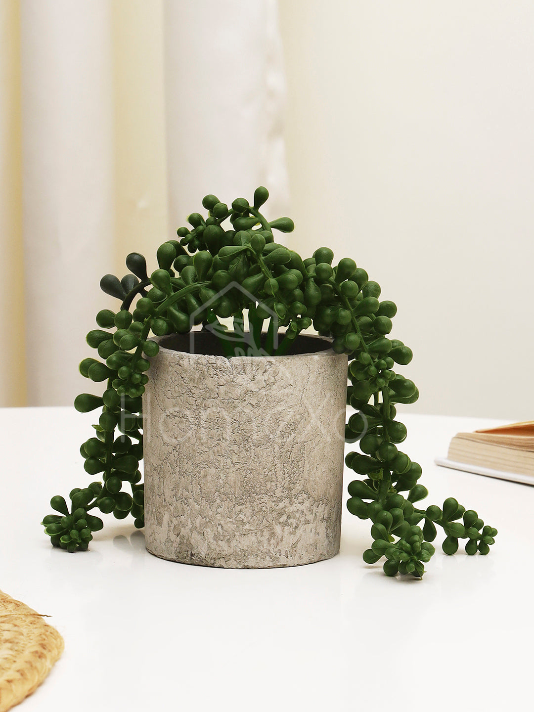 HomeXO Artificial String of Pearls Potted Plant: Lifelike Beauty for Home, Office, and Kitchen Decor, Maintenance-Free and Stunning