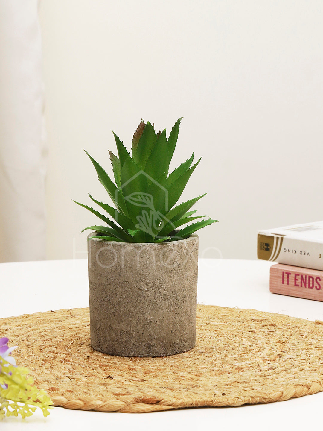 HomeXO Artificial Aloe Vera Plant in Rustic Stone Pot: Lifelike Beauty, Natural Resilience, No Maintenance, and No Watering Needed for Home and Office Décor